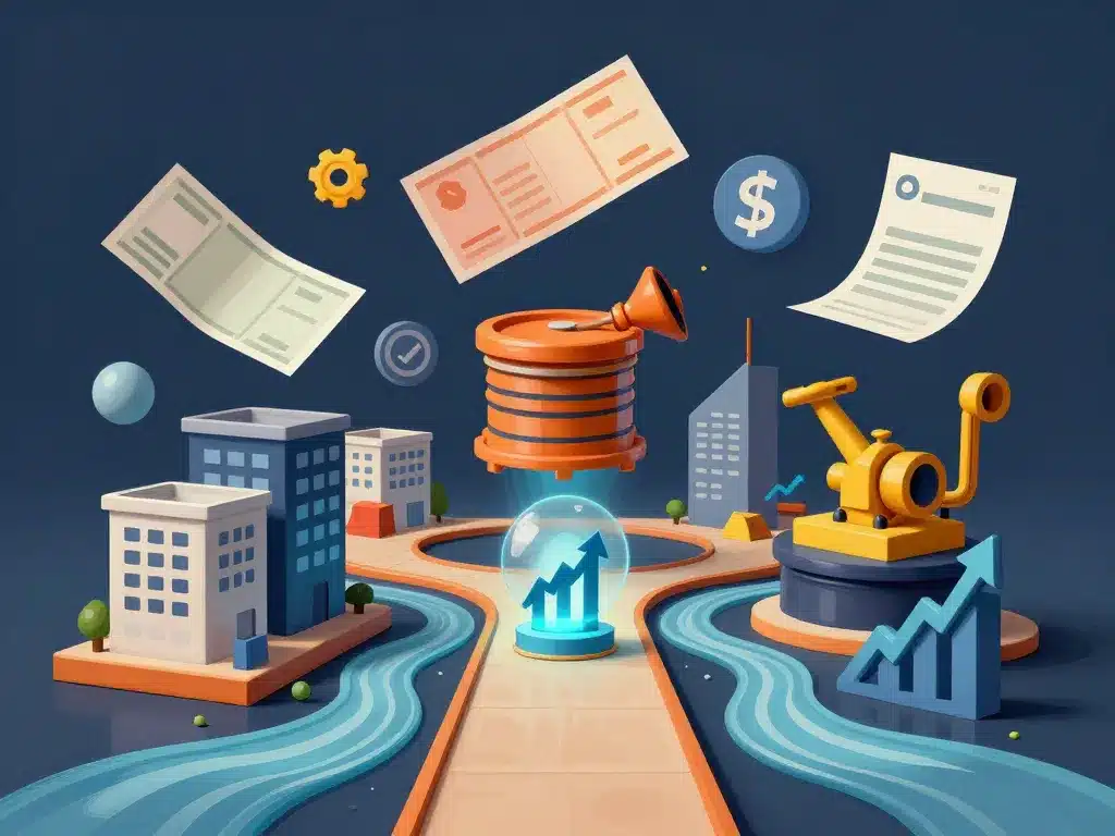 Commercial finance association illustration produits financements entreprises