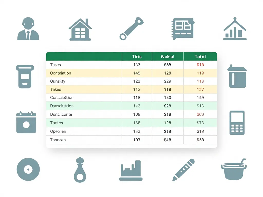 tableau excel chiffrage travaux gratuit schéma organisation colonnes