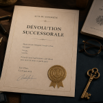 acte dévolution successorale sur bureau avec documents
