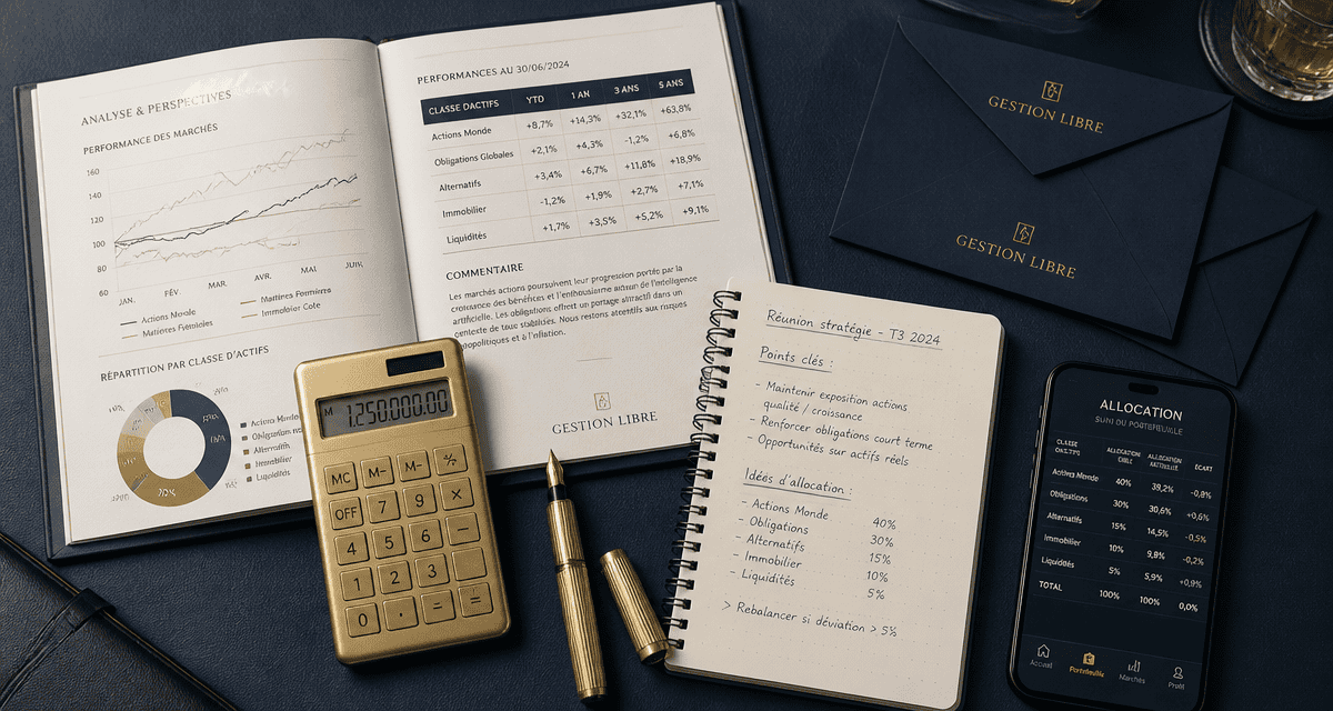 assurance vie gestion libre flat-lay graphique