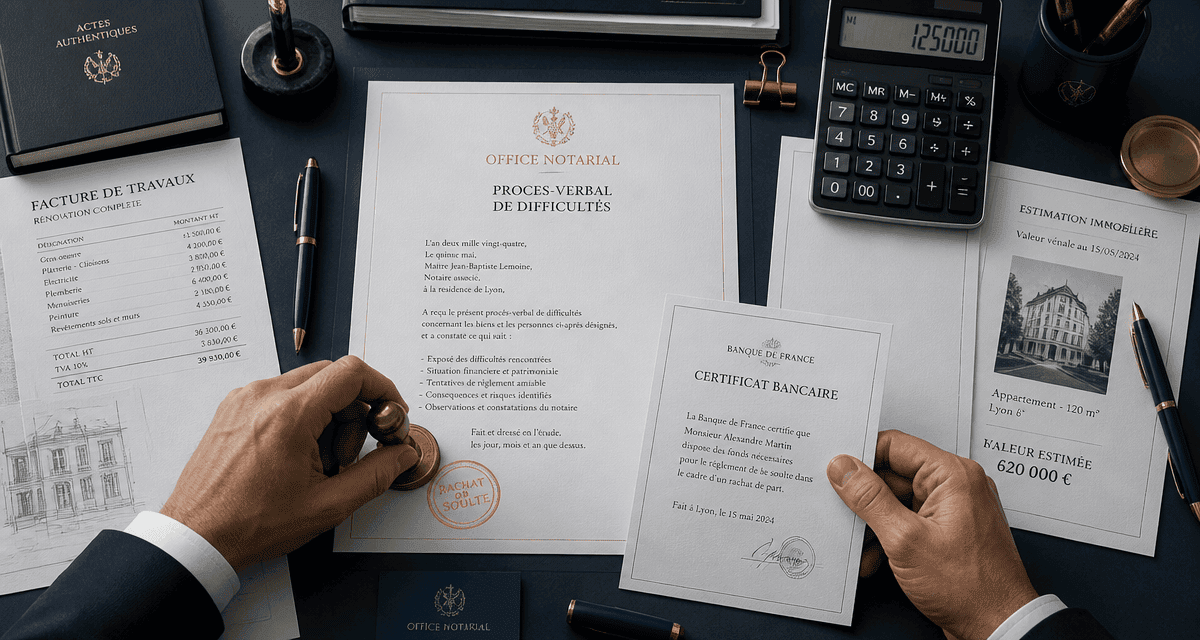 désaccord rachat de soulte documents notaire