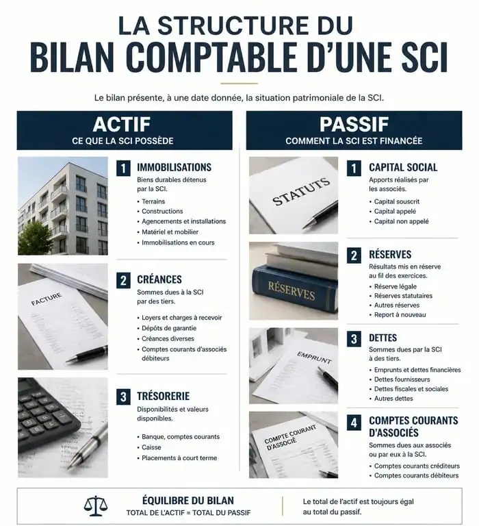Structure d'un bilan comptable pour SCI : Actif et Passif