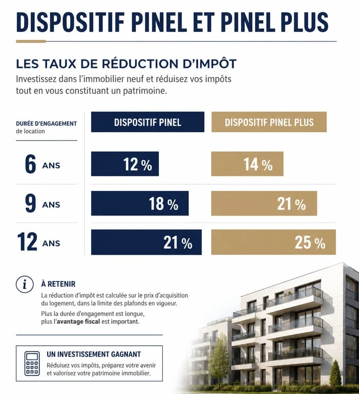 Infographie des taux de réduction d'impôt du dispositif Pinel à Toulouse