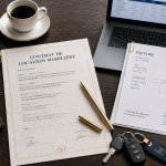 bureau avec contrat location mobiliere et documents comptables