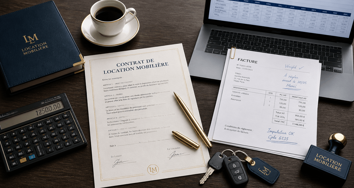 bureau avec contrat location mobiliere et documents comptables