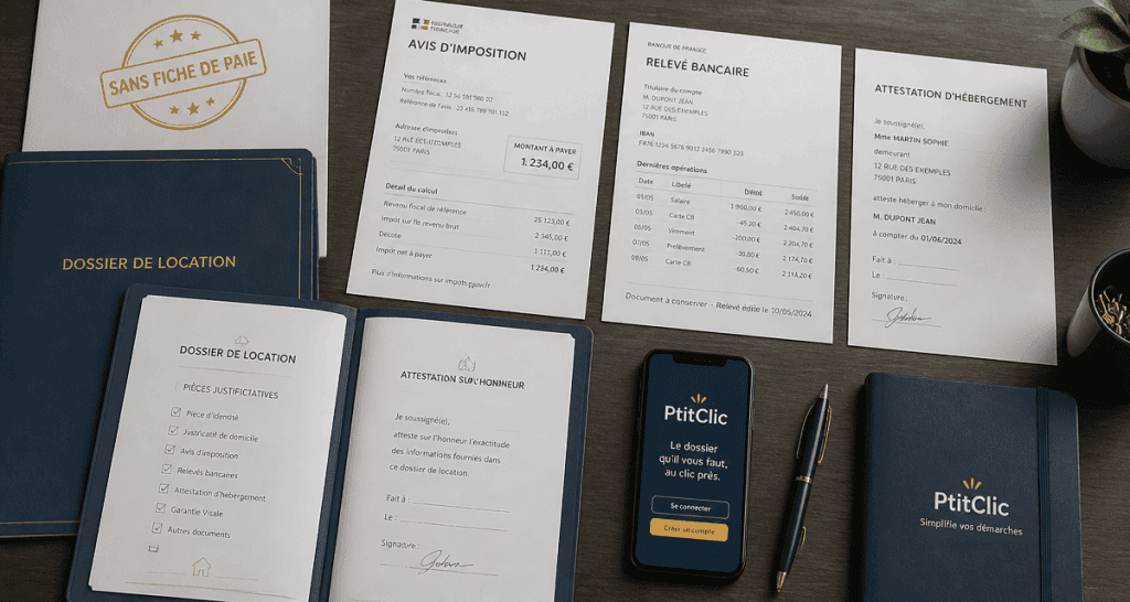 louer sans fiche de paie ptitclic, dossier location sur bureau