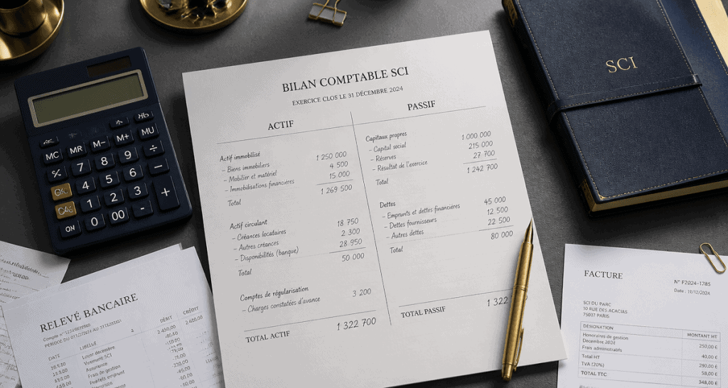 modele bilan sci gratuit imprimé sur bureau