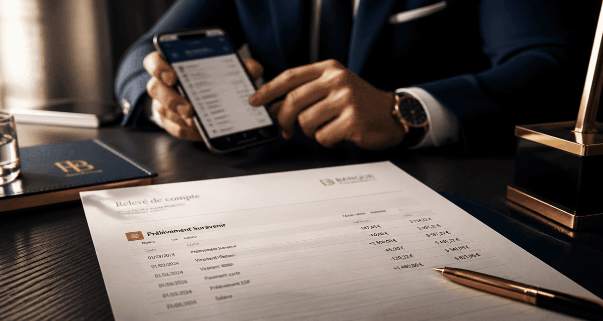 prelevement suravenir sur releve bancaire et smartphone