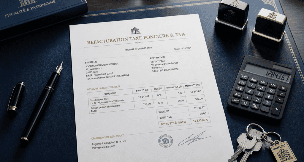 refacturation taxe foncière et tva sur facture