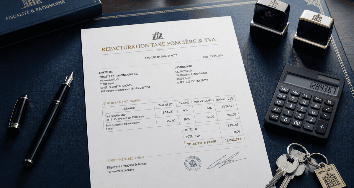 refacturation taxe foncière et tva sur facture