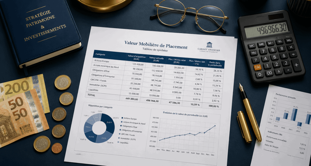 valeur mobiliere de placement sur bureau professionnel
