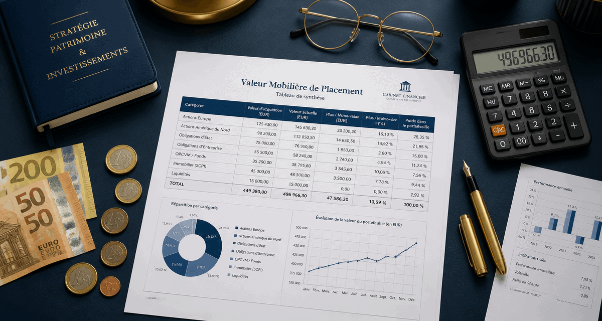 valeur mobiliere de placement sur bureau professionnel