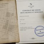 bien mobilier ou immobilier, plan cadastral, contrat notarié, objets