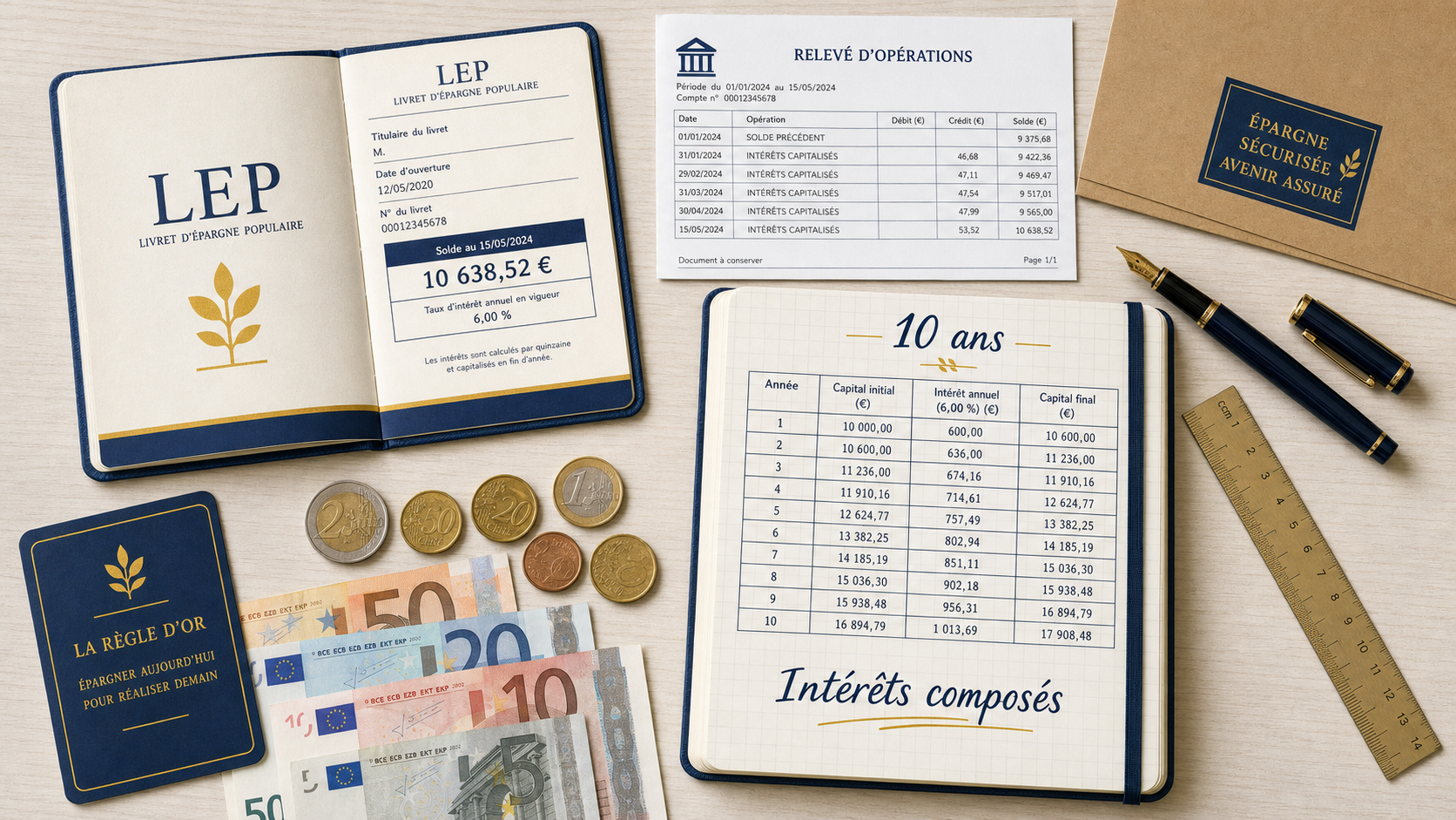 Combien rapporte un LEP plein sur 10 ans : gain réel après intérêts capitalisés à 10 000 €