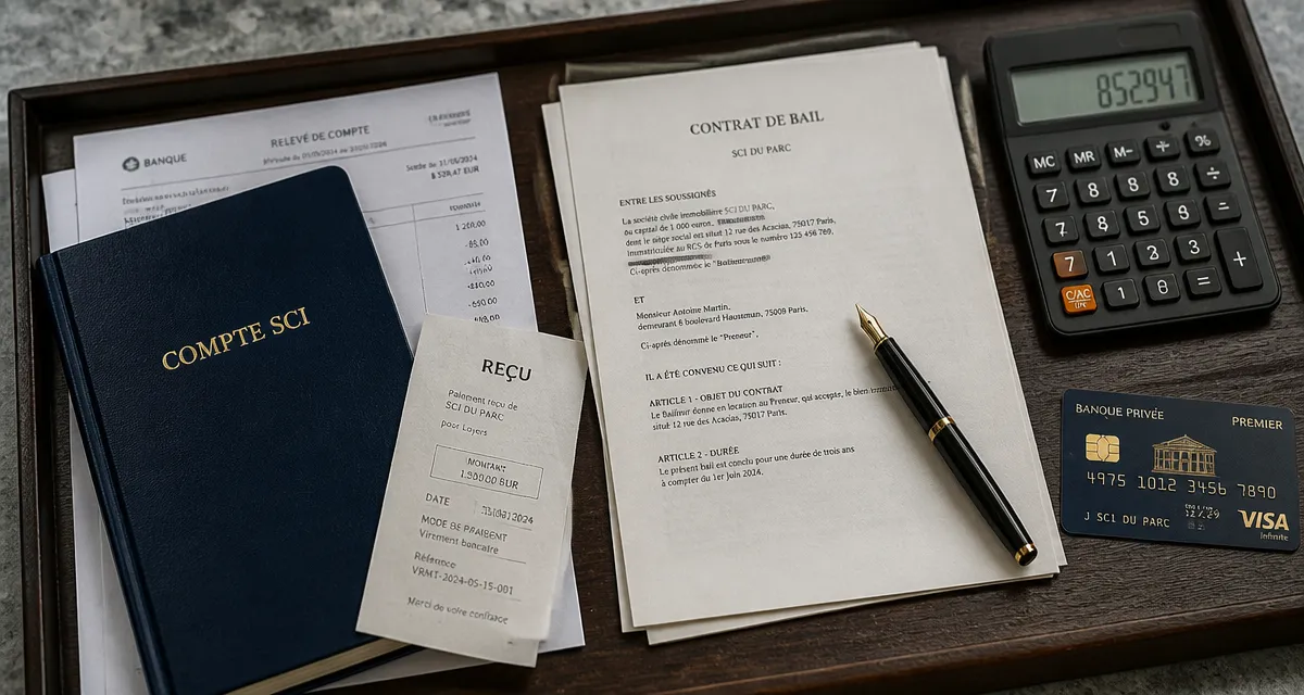 compte bancaire sci gratuit sur bureau avec documents et carte