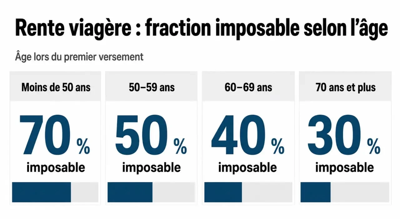 Infographie des tranches d'imposition de la rente viagère selon l'âge du bénéficiaire