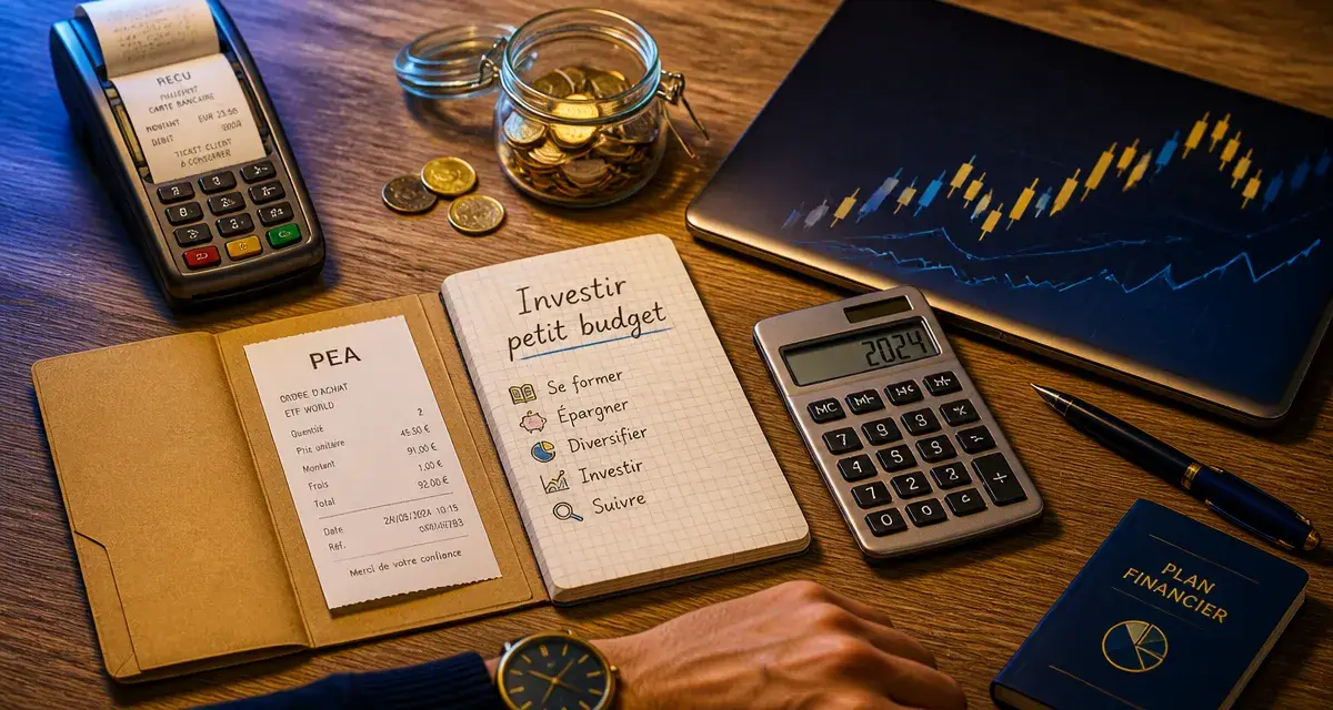 Investir en bourse petit budget : 50 € par mois, PEA et calculatrice