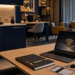 Appartehotel location entreprise : table, Wi‑Fi et coin bureau pour collaborateurs