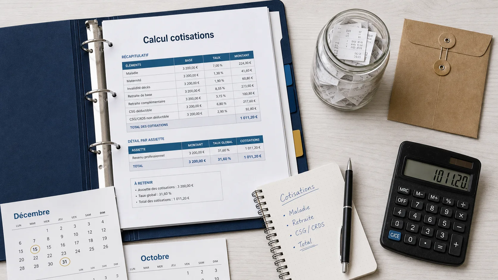 Charge d une entreprise individuelle : charges sociales, fiscales et d’exploitation (calcul cotisations) sur bureau