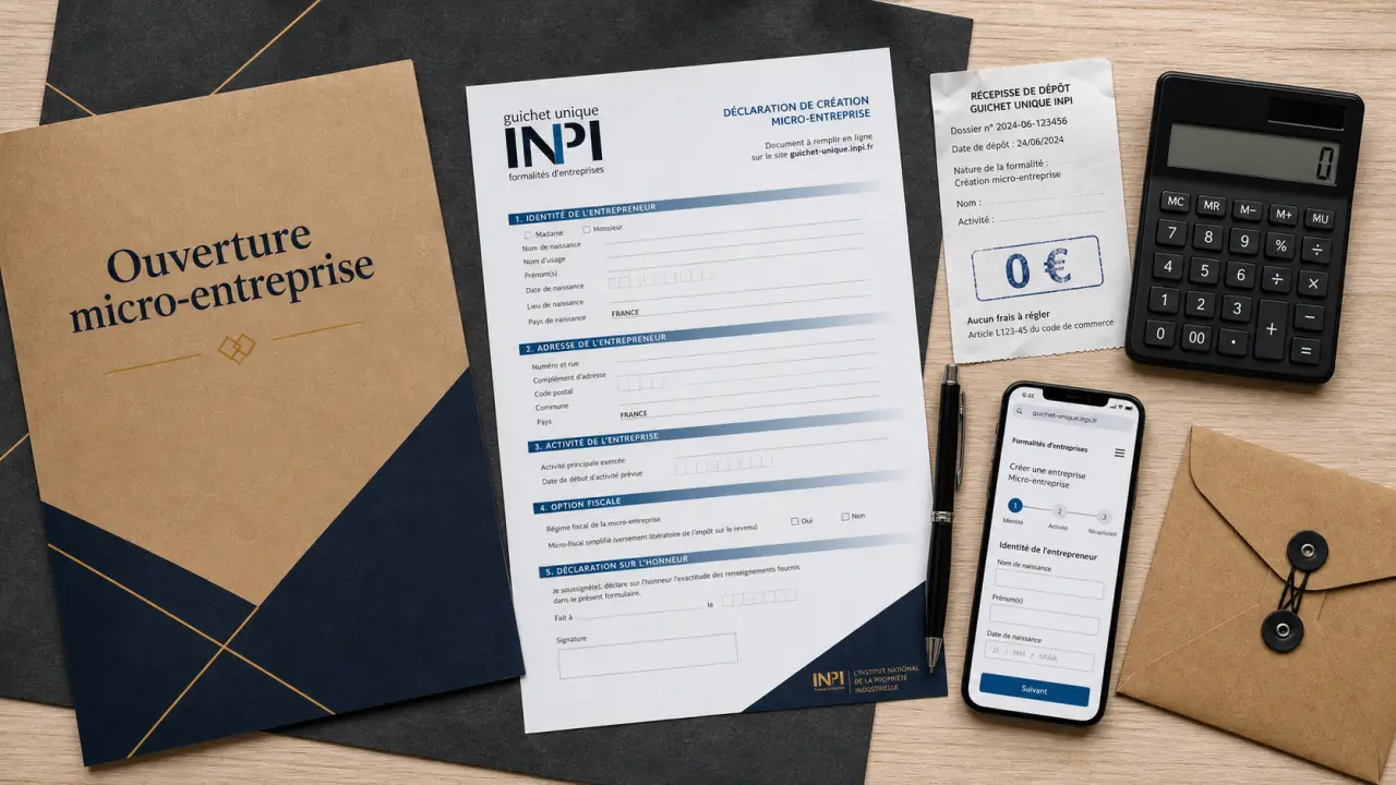Cout ouverture micro entreprise : 0 € INPI, SPI et RSAC à prévoir, infomag