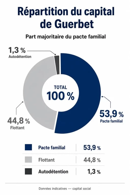 Répartition du capital de l'action Guerbet montrant la prédominance du pacte familial
