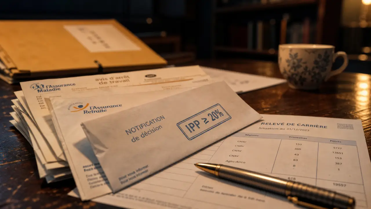 Maladie professionnelle retraite : notification IPP 20% et droits CPAM Assurance retraite
