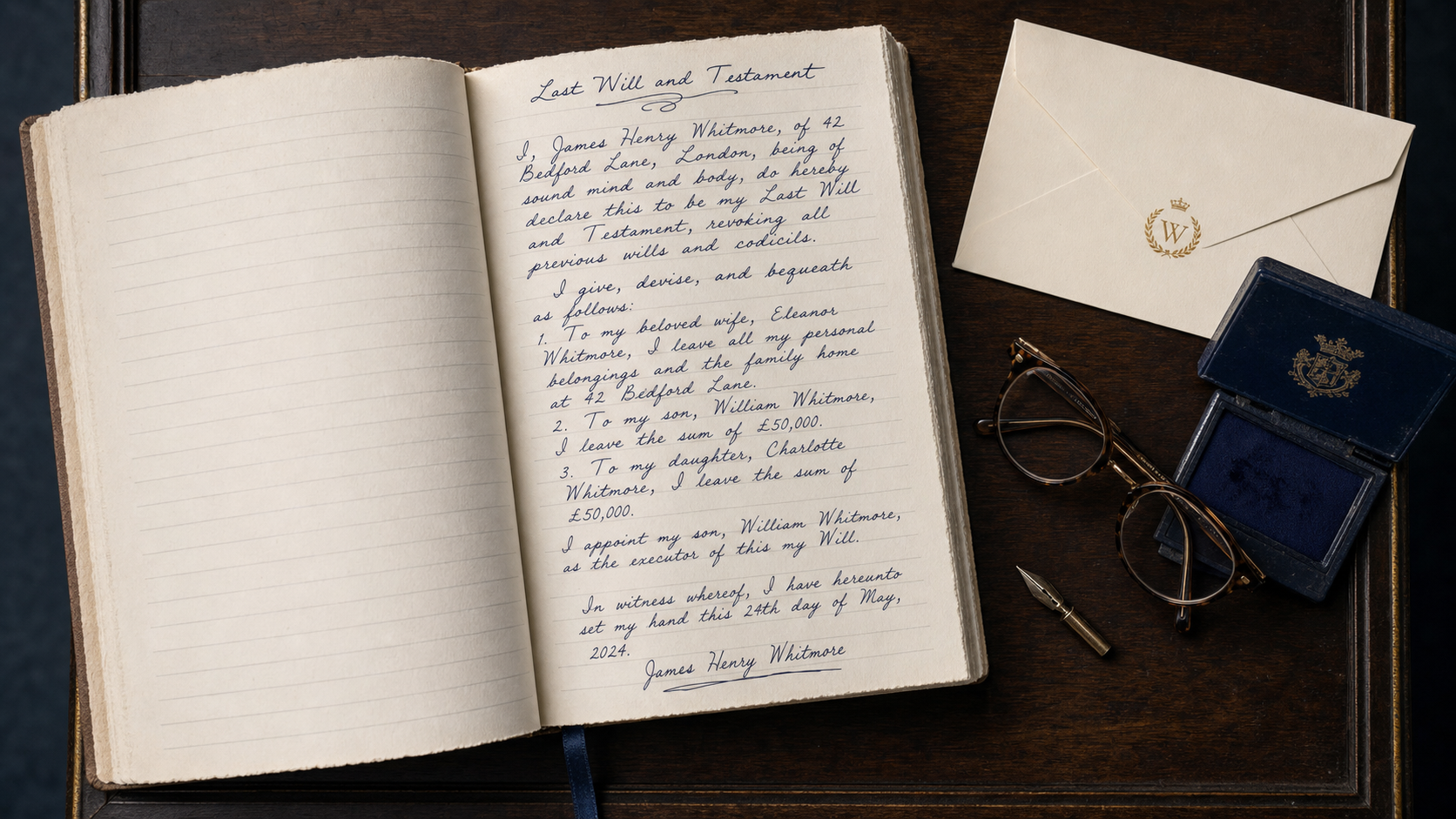 Modèle gratuit de testament olographe : carnet manuscrit, date et encre