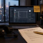 teleconseiller teletravail : casque CRM et contrat au bureau à domicile