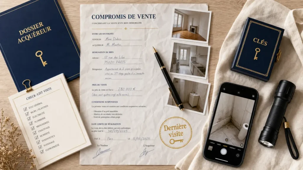Visite avant signature notaire : contrôle compteurs et anomalies