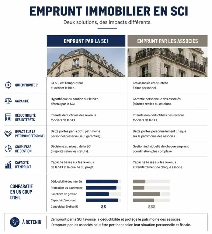 Comparaison des stratégies d'emprunt sci : société contre associés