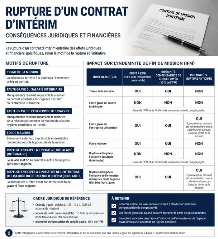 Infographie sur les délais et conséquences d'une annulation de mission intérim