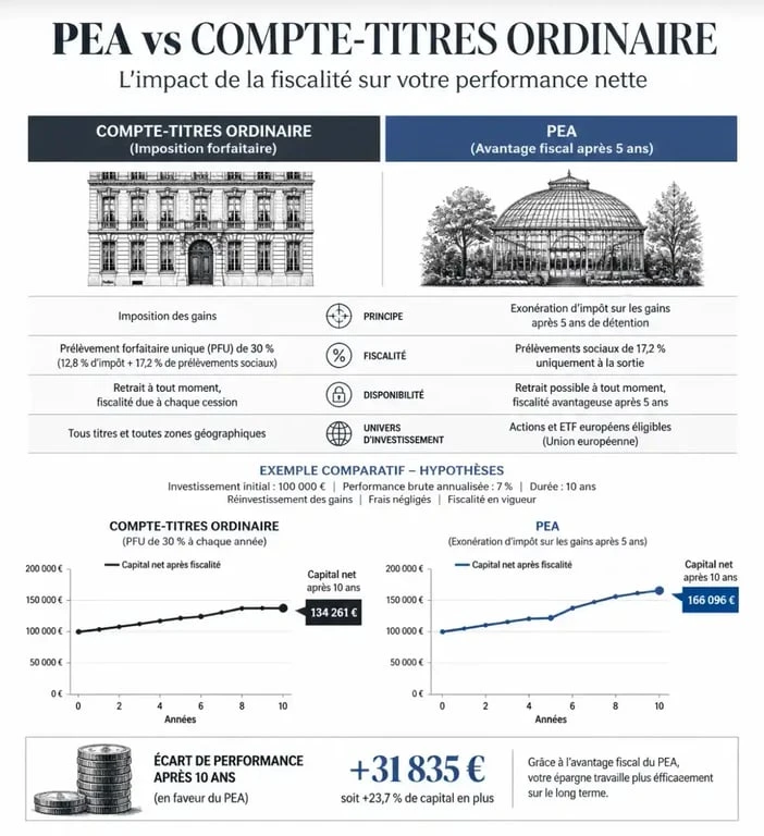 Comparaison fiscale entre compte-titres Revolut et enveloppes fiscales françaises