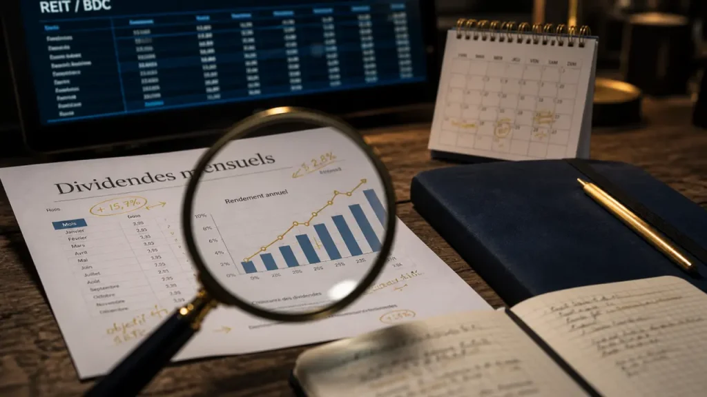 5 actions à dividendes mensuels à comparer sans courir après le rendement