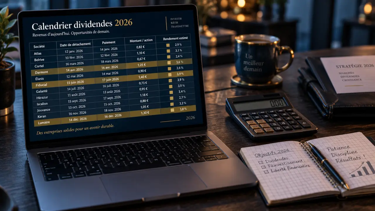 Calendrier dividende 2026 : dates de détachement et paiement