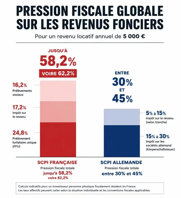 Comparaison de la pression fiscale entre SCPI française et SCPI allemande