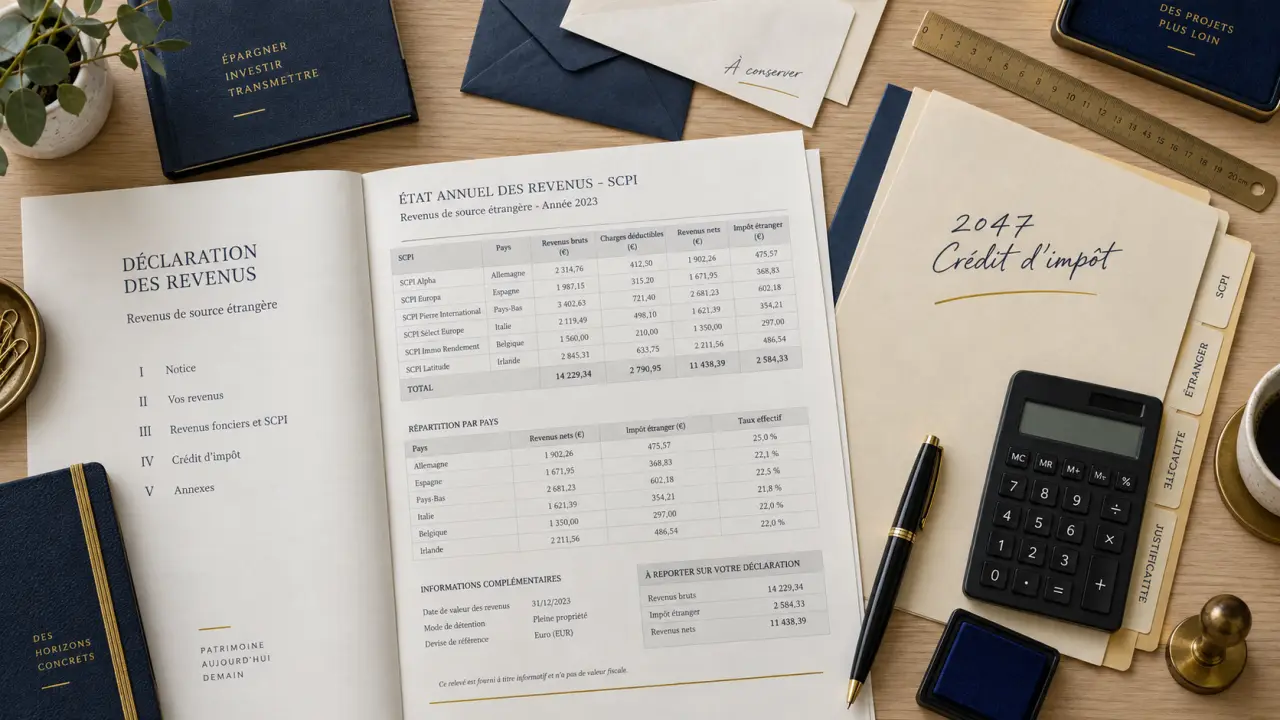 Fiscalité etrangeres scpi : traitement fiscal SCPI étrangères, relevé annuel et documents fiscaux